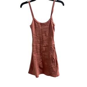 LA Apparel Ribbed Tank Dress Coral Pink Mini Spaghetti Strap Size S